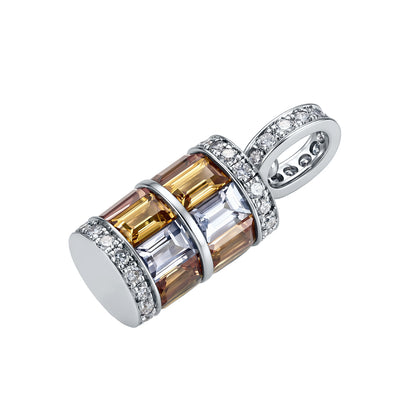 RAINBOW SAPPHIRE ROTATE PENDANT WHITE GOLD PLATED
