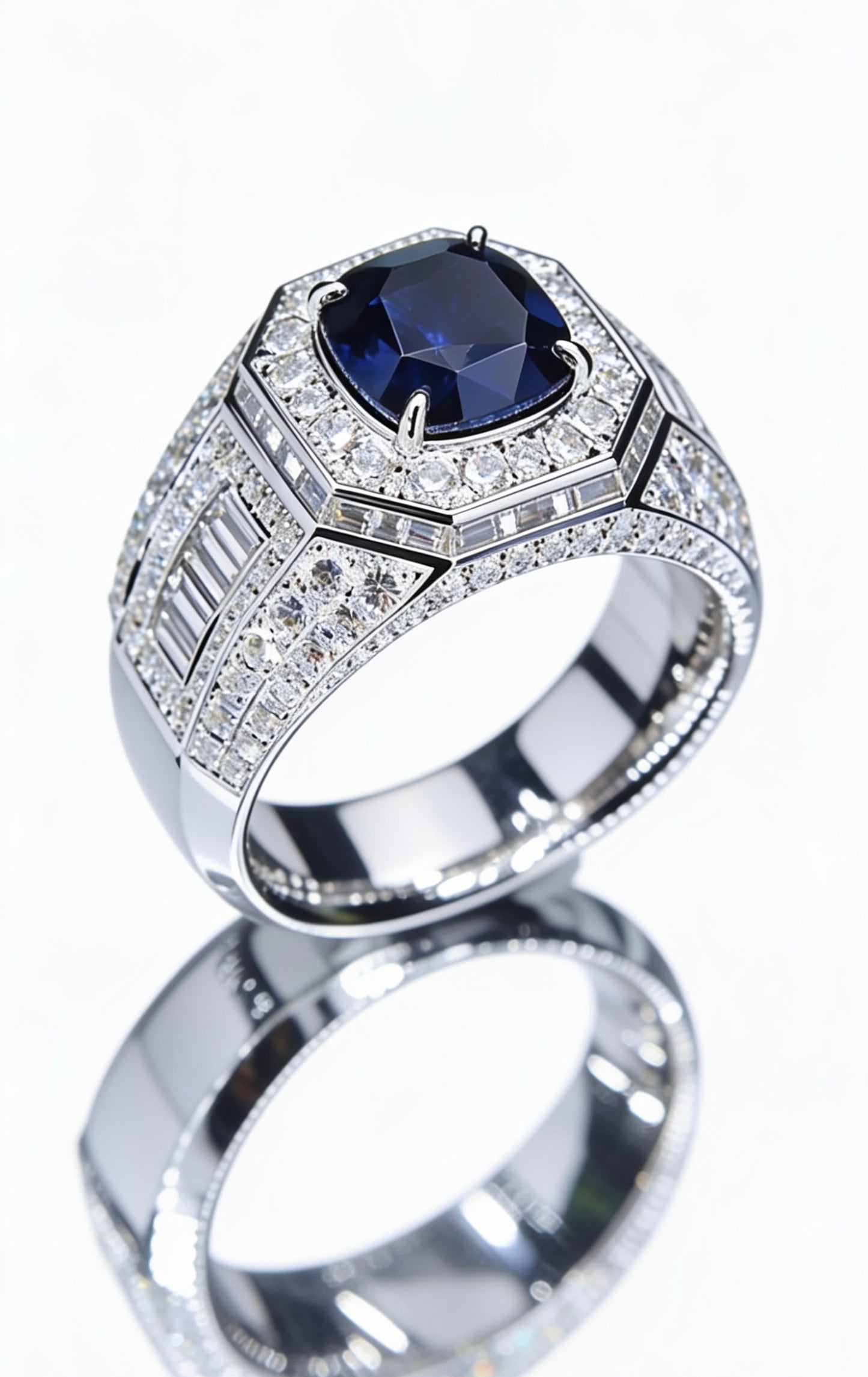 BLUE SAPPHIRE RING 18K WHITE GOLD
