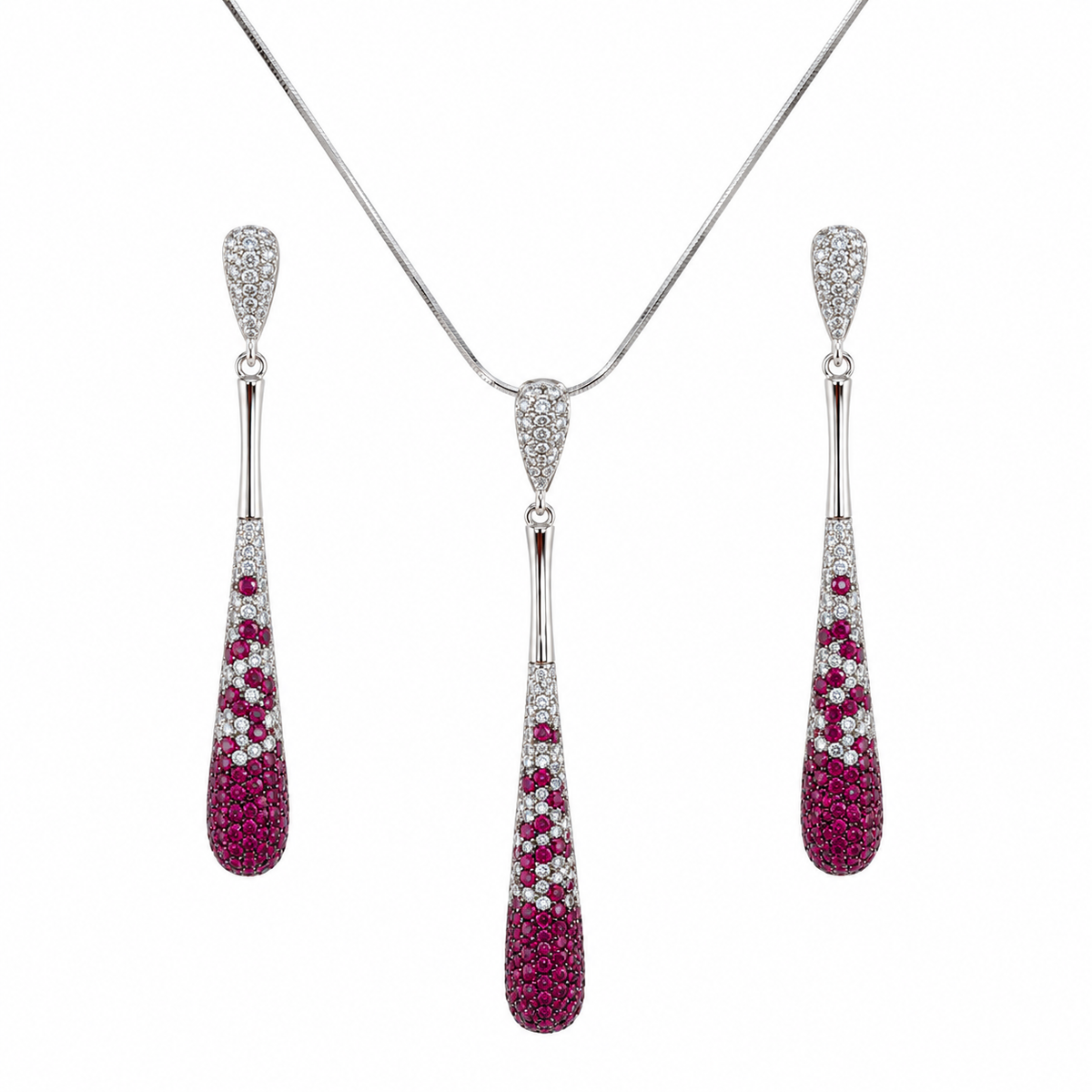 NATURAL RUBY PENDANT AND EARRING SET