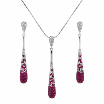 NATURAL RUBY PENDANT AND EARRING SET