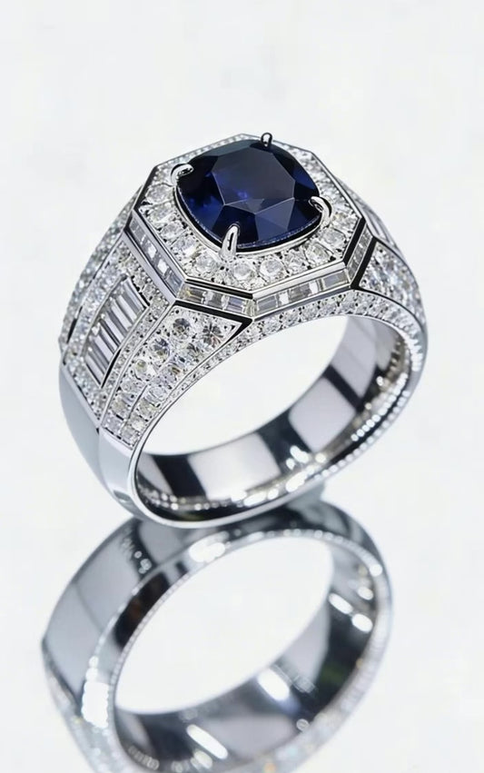 BLUE SAPPHIRE RING 18K WHITE GOLD